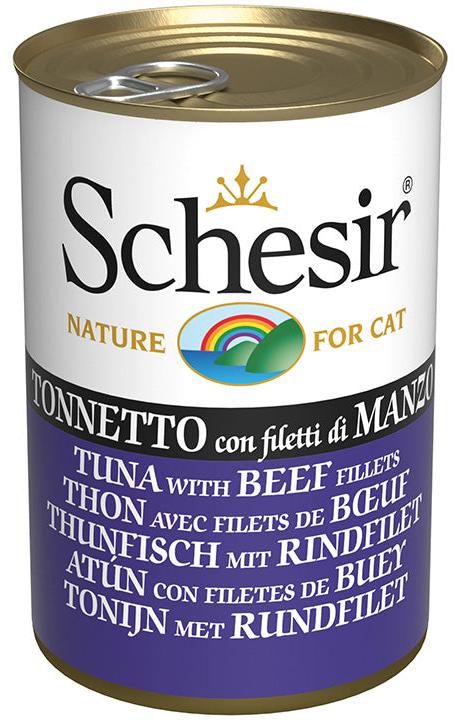 Schesir Wet Cat ТУНЕЦЬ і ЯЛОВИЧИНА в желе вологий корм консерви для котів 140 г (270115)